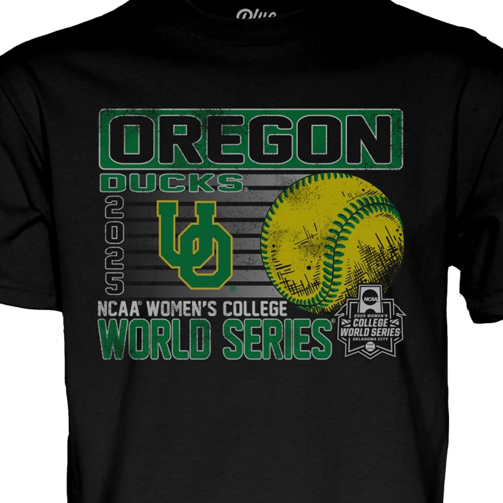 Interlocking UO, Blue 84, Black, Crew Neck, Men, Unisex, Softball, Postseason, World Series, T-Shirt, 974177